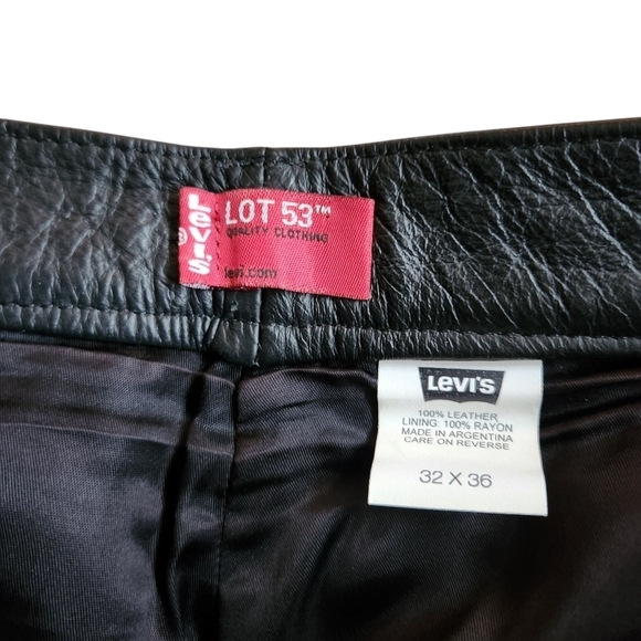 Levi's Lot 53 Black Leather Pants Roswell Collection Rare - Picture 7 of 16